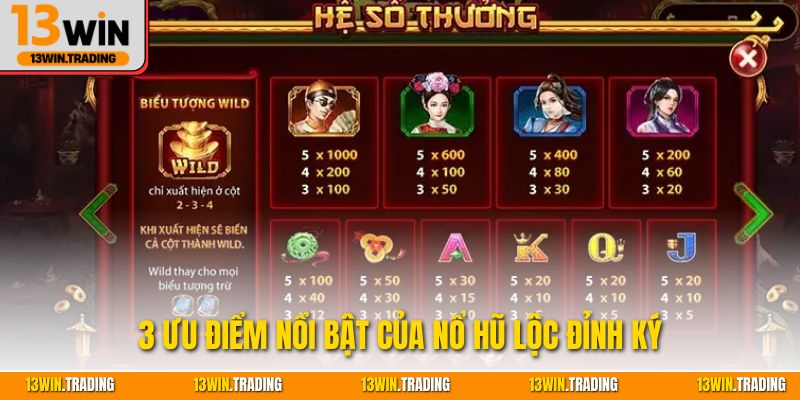 3 ưu điểm nổi bật của nổ hũ Lộc Đỉnh Ký